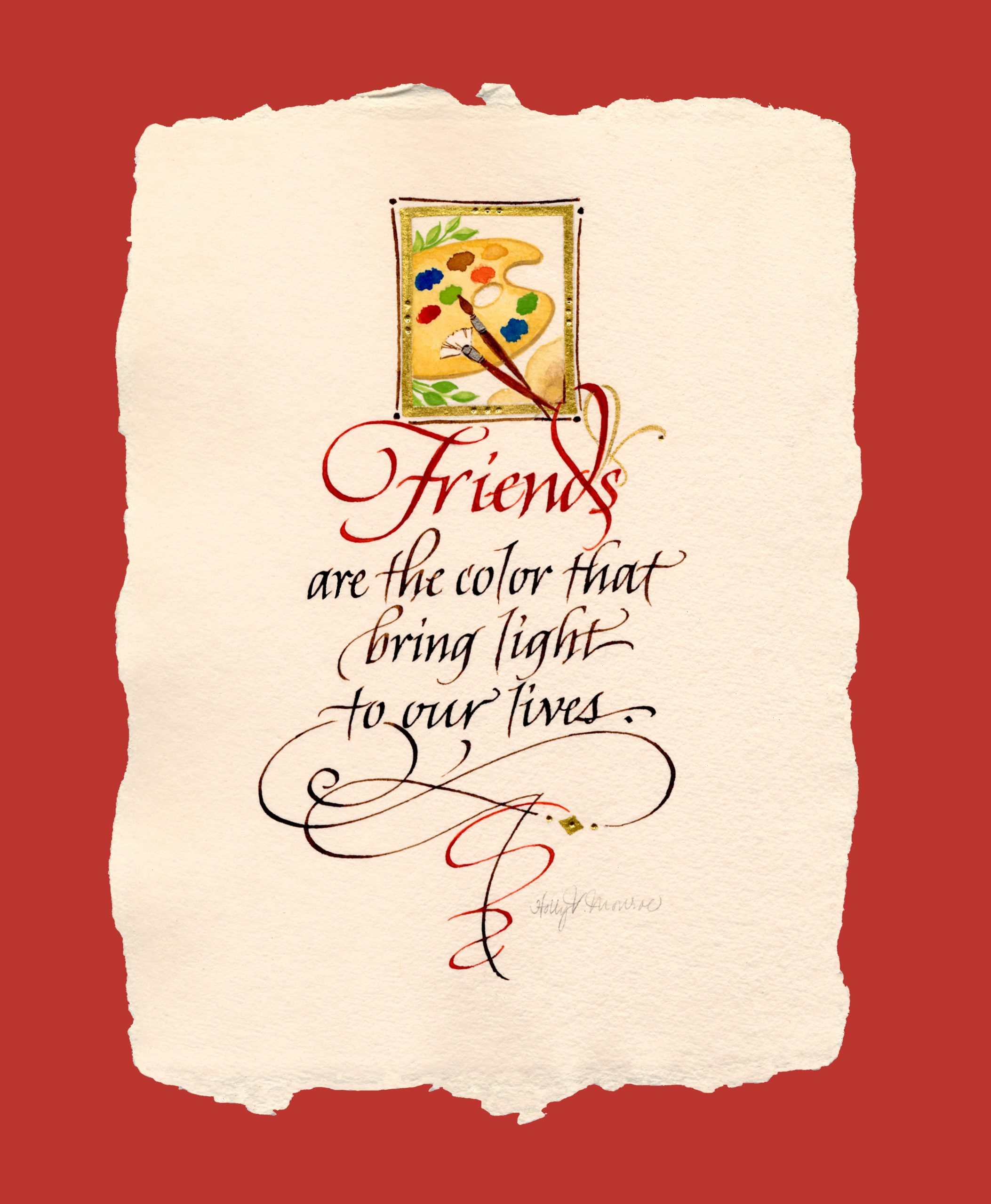 Friendship on Twinrocker handmade paper by Holly Monroe