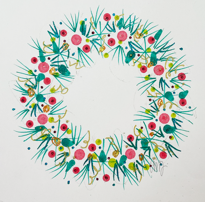 Wreath created with markers and pens by Angie Vangalis